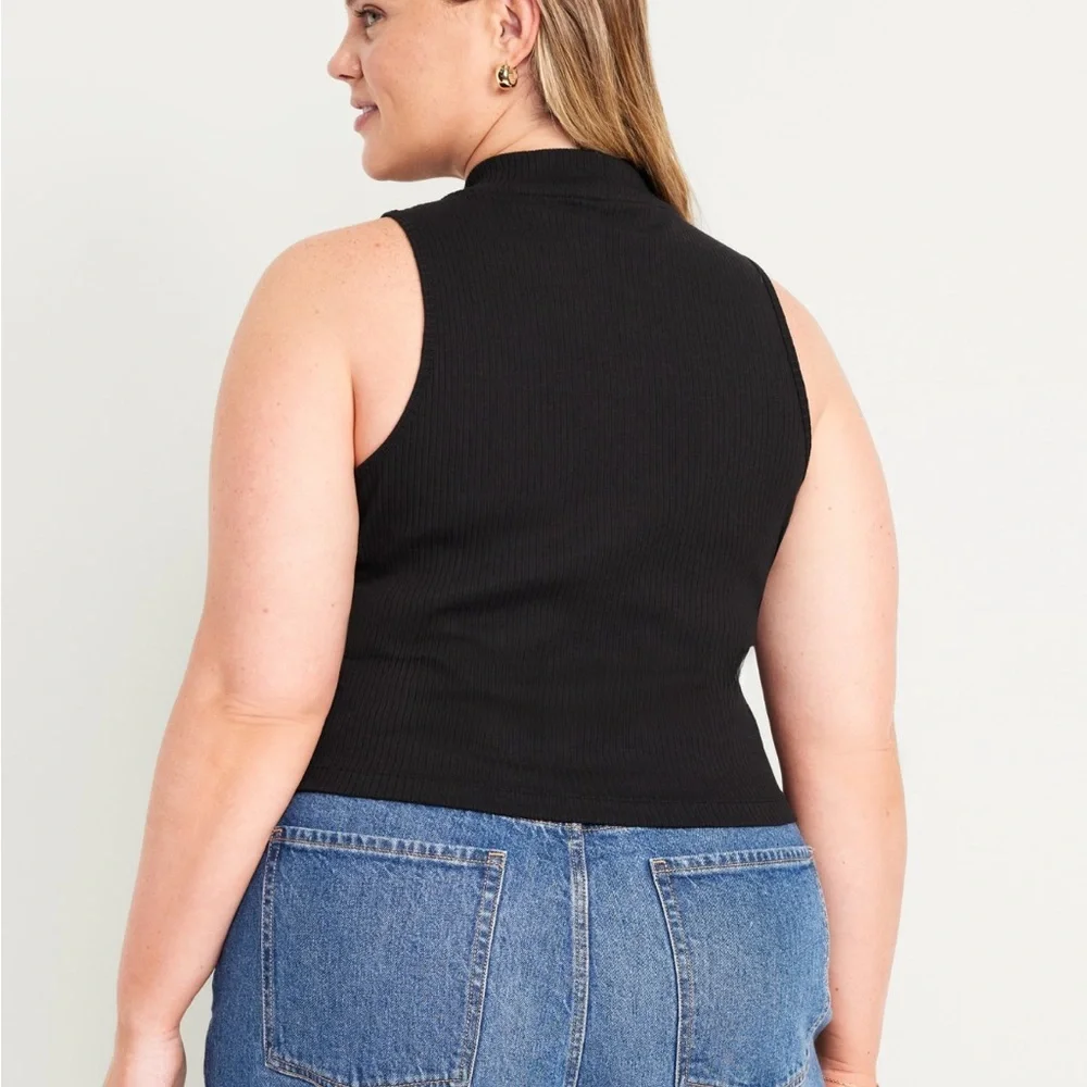 Mock Neck Ribbed Tank Top - Picture 8 of 13